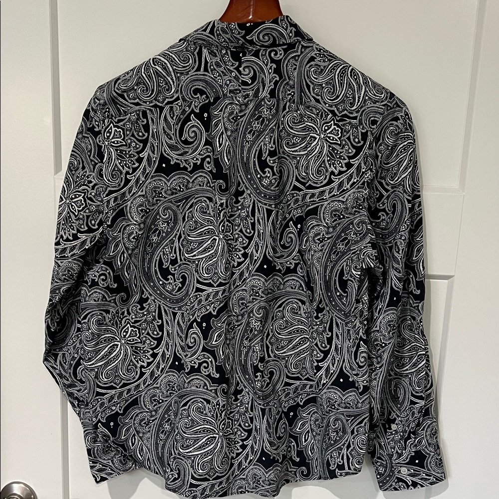 Ralph Lauren Black and White Paisley Button Down Shirt Sz XL - Picture 5 of 9